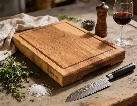 Schneidebrett Eiche 40x30 cm mit Griffmulden, massives Vollholzbrett für Küche, tägliche Vorbereitung, Schneiden und Servieren
