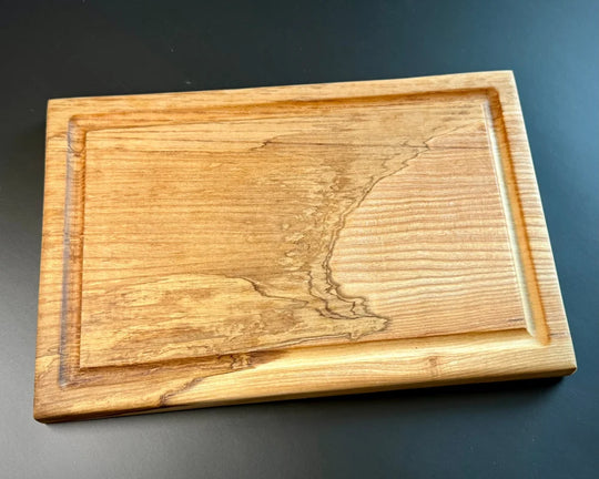 Handmade ash cutting board with grooved edge 30 x 20 cm
