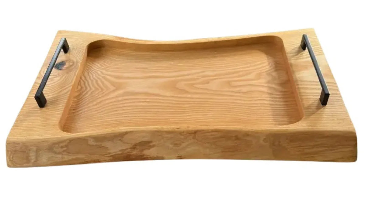 Holz Servierbrett mit Metallgriffen, ideal für Grill & Küche, 60 x 40 x 4 cm