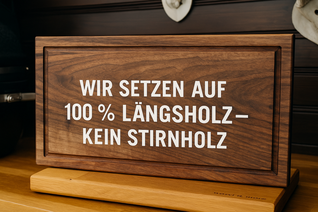 Walnuss-Längsholzbrett auf Grillstation – wood & more setzt auf Facegrain