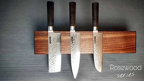 NaturalWood Damastmesser mit Rosenholzgriff – handgeschmiedete Küchenmesser