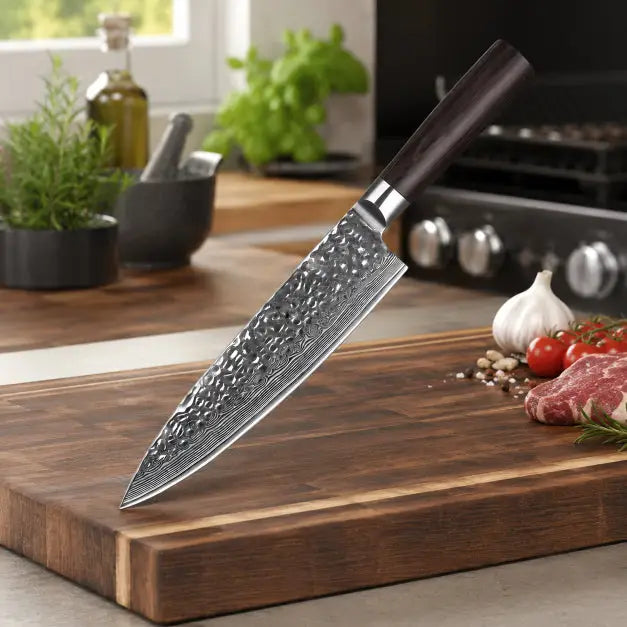 NaturalWood handgeschmiedete Damastmesser mit Rosenholzgriff