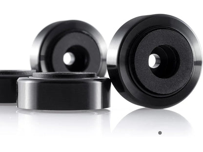 Schwarze Skateboardräder mit Lagern für 4er Set Servier- und Schneidebrett Füsse