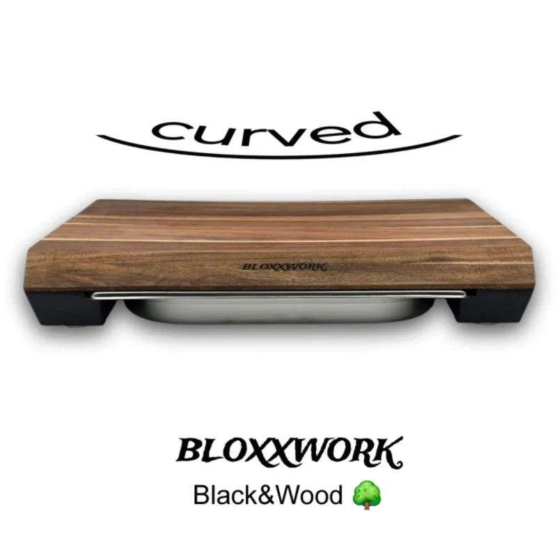Bloxxwork Black&Wood Curved Schneidebrett aus Robinie mit GN-Behälter