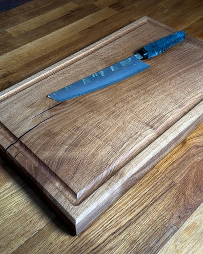 CHEFBRETT Allrounder 50 – Eiche 50×30×4 cm, beidseitig (Saftrille & glatt), 4 cm stark