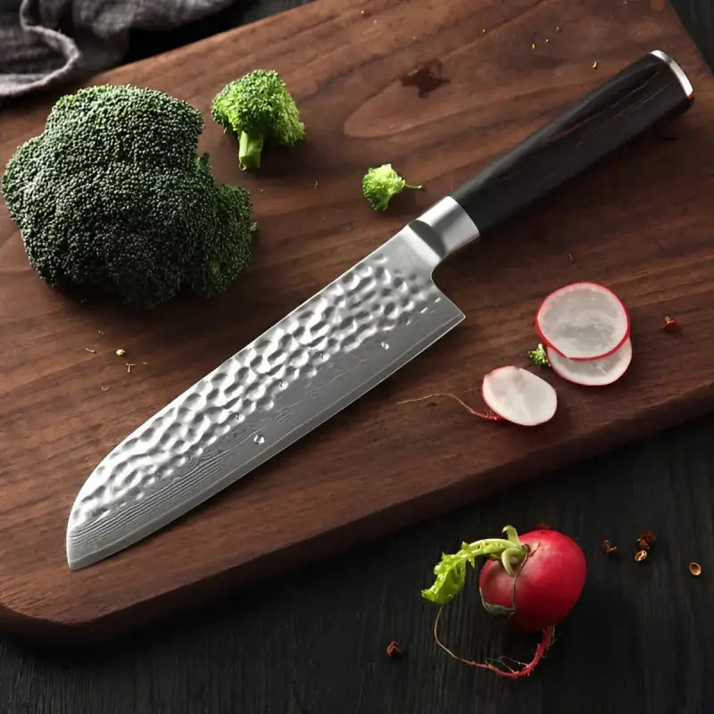 CHEFBRETT aus Eiche + Damastmesser – Hochwertiges Set für Küche & BBQ