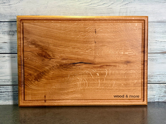 Schneidebrett 46x32 cm aus Eiche – mit Edelstahlkonsole & GN-Behältern