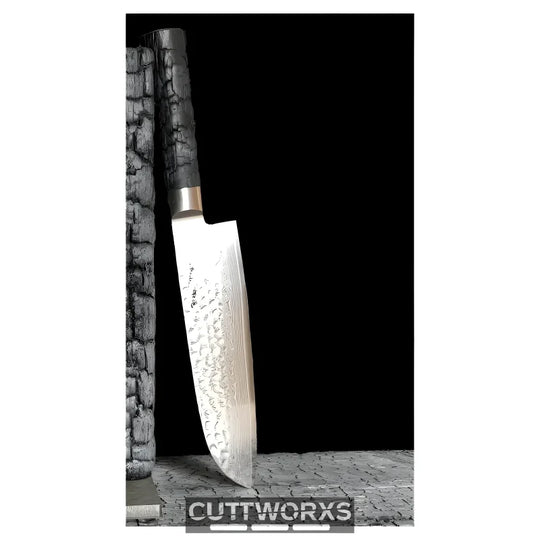 Damast Santokumesser Evolution – Allzweckmesser mit VG10 & FlameWOOD® Griff | 67 Lagen