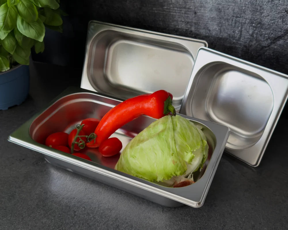 Stainless steel GN container 1/3 - Height: 65 mm | Stackable | 325 x 176 mm