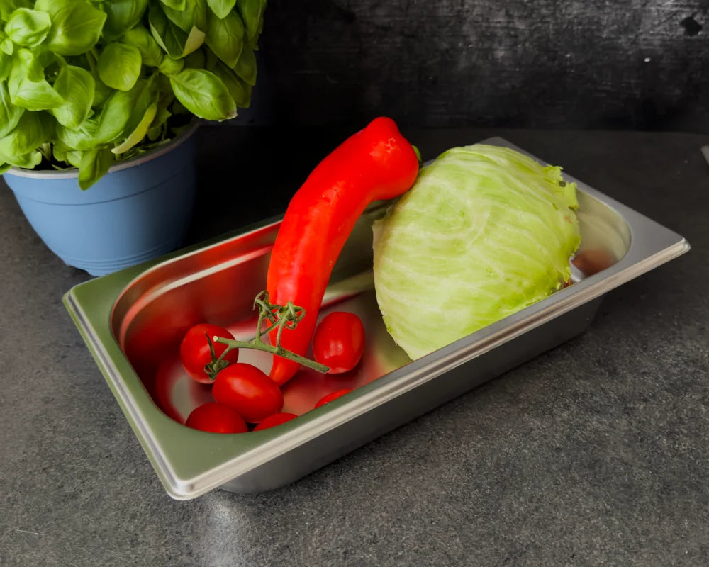 Stainless steel GN container 1/3 - Height: 65 mm | Stackable | 325 x 176 mm