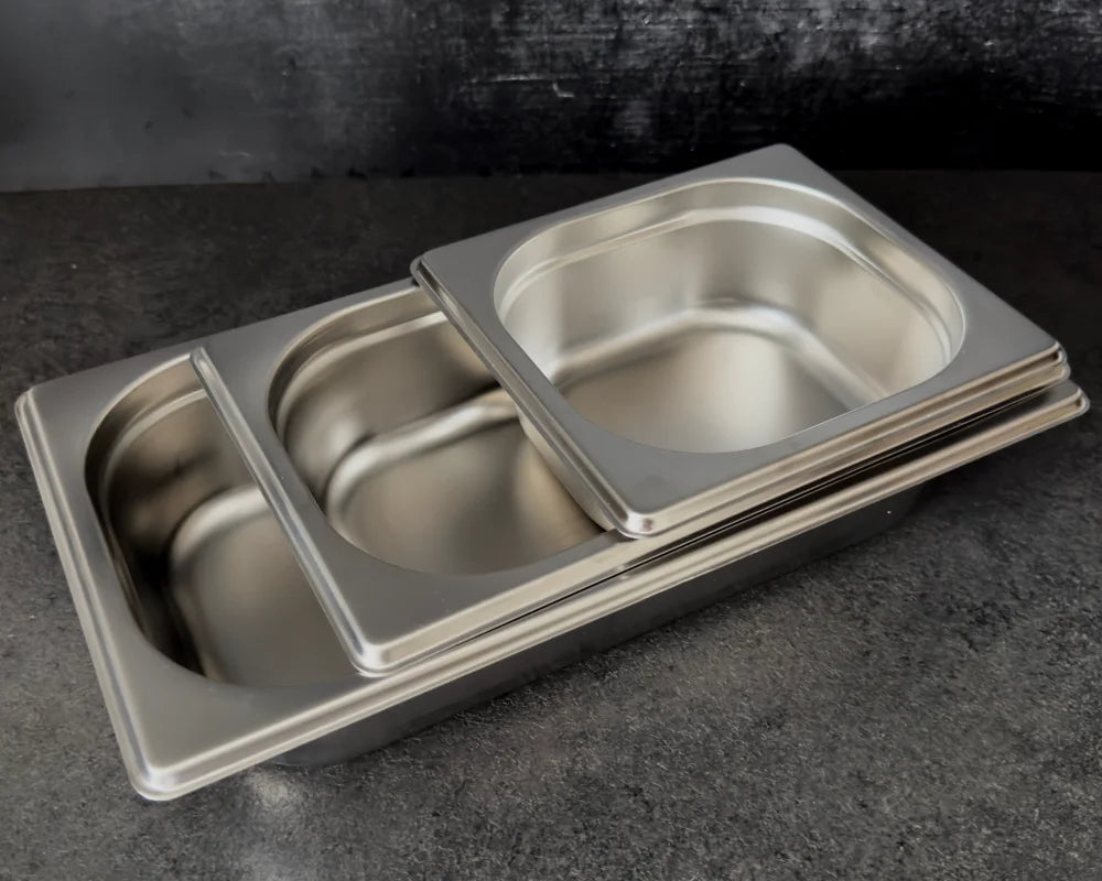 Stainless steel GN container 1/4 – Height: 65 mm | Stackable | 265 x 162 mm