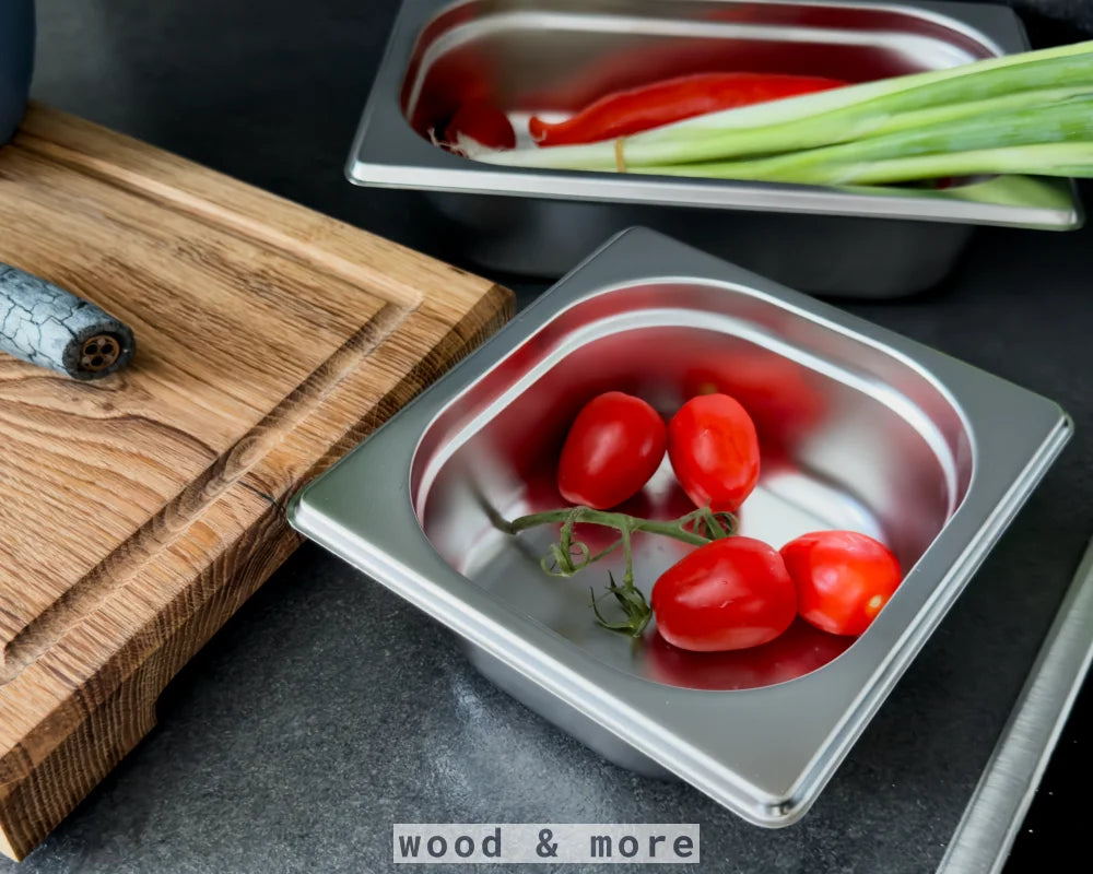Stainless steel GN container 1/6 – Height: 65 mm | Stackable | 176 x 162 mm
