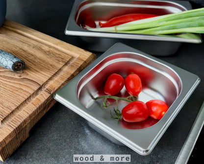 Stainless steel GN container 1/6 – Height: 65 mm | Stackable | 176 x 162 mm