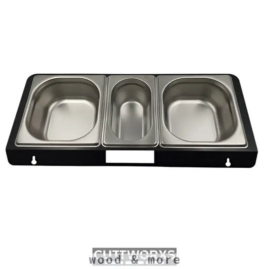 Stainless steel console with GN containers for wooden cutting board in black