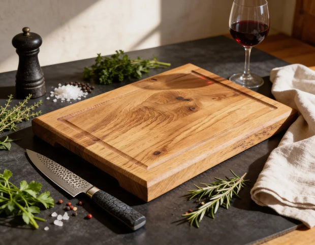Eiche Schneidebrett 35x25 cm mit Griffmulde – handlich für kleine Küchenarbeiten