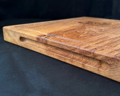 Eiche Schneidebrett 50 x 50 x 5 cm – quadratisch mit viel Platz für BBQ
