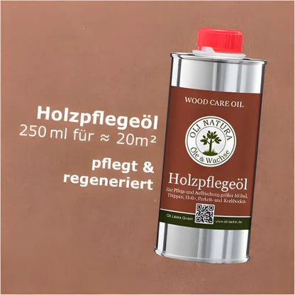 Metalldose mit Oli-Natura Holzpflegeöl für geölte Esstische und naturgeölte Holzmöbel