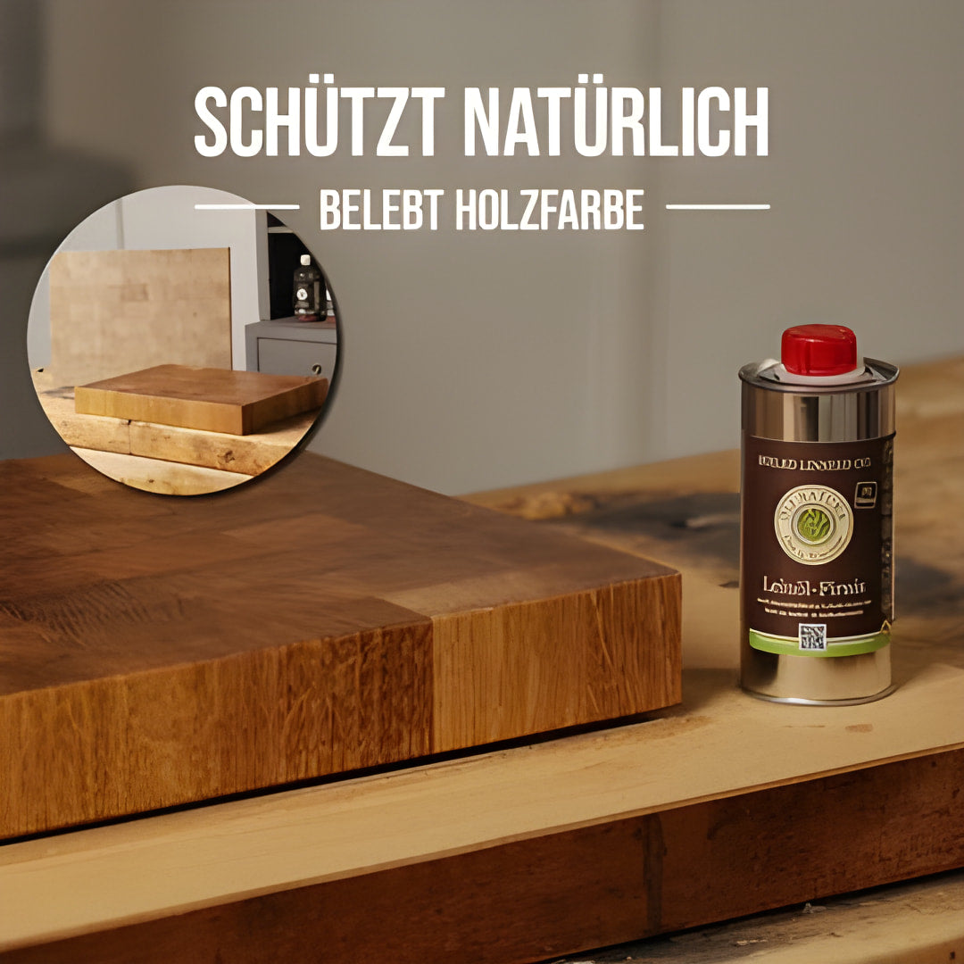 Holz Pflege-Set für Servier- & Schneidebretter mit Holzpflege und Oli-Natura Leinöl-Firnis