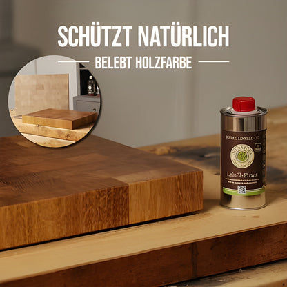 Holz Pflege-Set für Servier- & Schneidebretter mit Holzpflege und Oli-Natura Leinöl-Firnis