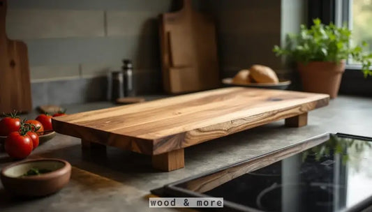 Holz Schneidebrett mit Gravur, massives Design und natürliche Maserung in Ulme
