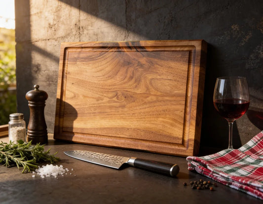 Massives Nussbaum Schneidebrett 40x30x4 cm mit Saftrille, hochwertiges Holzbrett für Küche, Servieren und präzises Arbeiten im Alltag