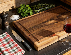 Nussbaum Schneidebrett 60x40 cm – großes Brett für Küche, Fleisch und Grill
