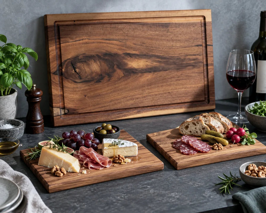 Nussbaum Schneidebrett-Set 60×40 cm – GASTGEBER