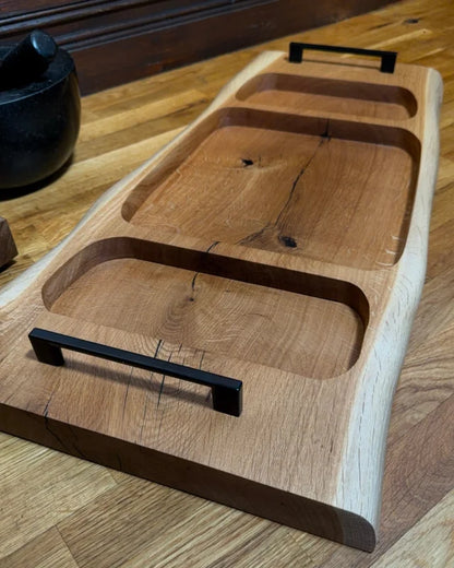 Pitmaster Board Centerpiece – Eiche | mit Schwarzgriffen | 70×32×4 cm