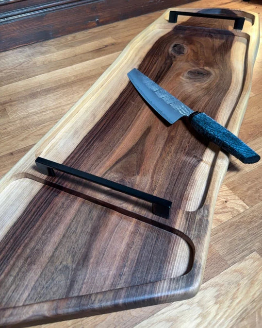 Pitmaster Board Eclipse – Nussbaum | 95×30×2,5 cm | mit 3 Design-Ausfräsungen