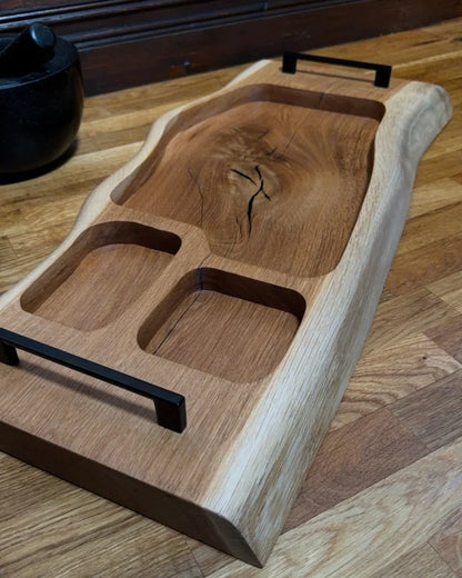 Pitmaster Board Wingline – Eiche | mit Schwarzgriffen | 70×30×4 cm