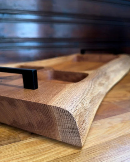 Pitmaster Station – Eiche 70 × 33 x 4 cm mit 3 Zonen für Fleisch & Beilagen