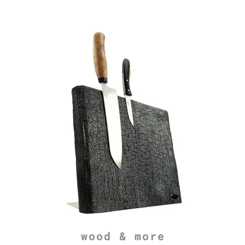 Charcoal wood knife block mit Messern, ideal für die Pyrolith Ascheoptik Kollektion