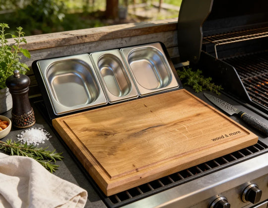 Schneidebrett mit Auffangschale aus Eiche – hochwertige Arbeitsstation für Küche & Grill | CHEFSTATION L+