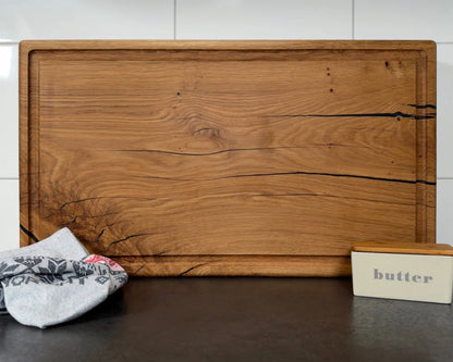 Eiche Heavy Board Königsstück 70×40×6 cm als Einzelstück, massives Vollholz-Schneidebrett