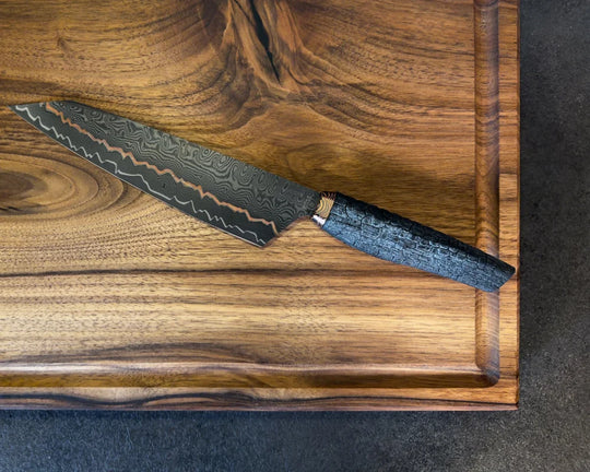 Signature Set Cu-Mai & Nussbaum – Damastmesser + Premium Chefbrett M 40×30×5 cm