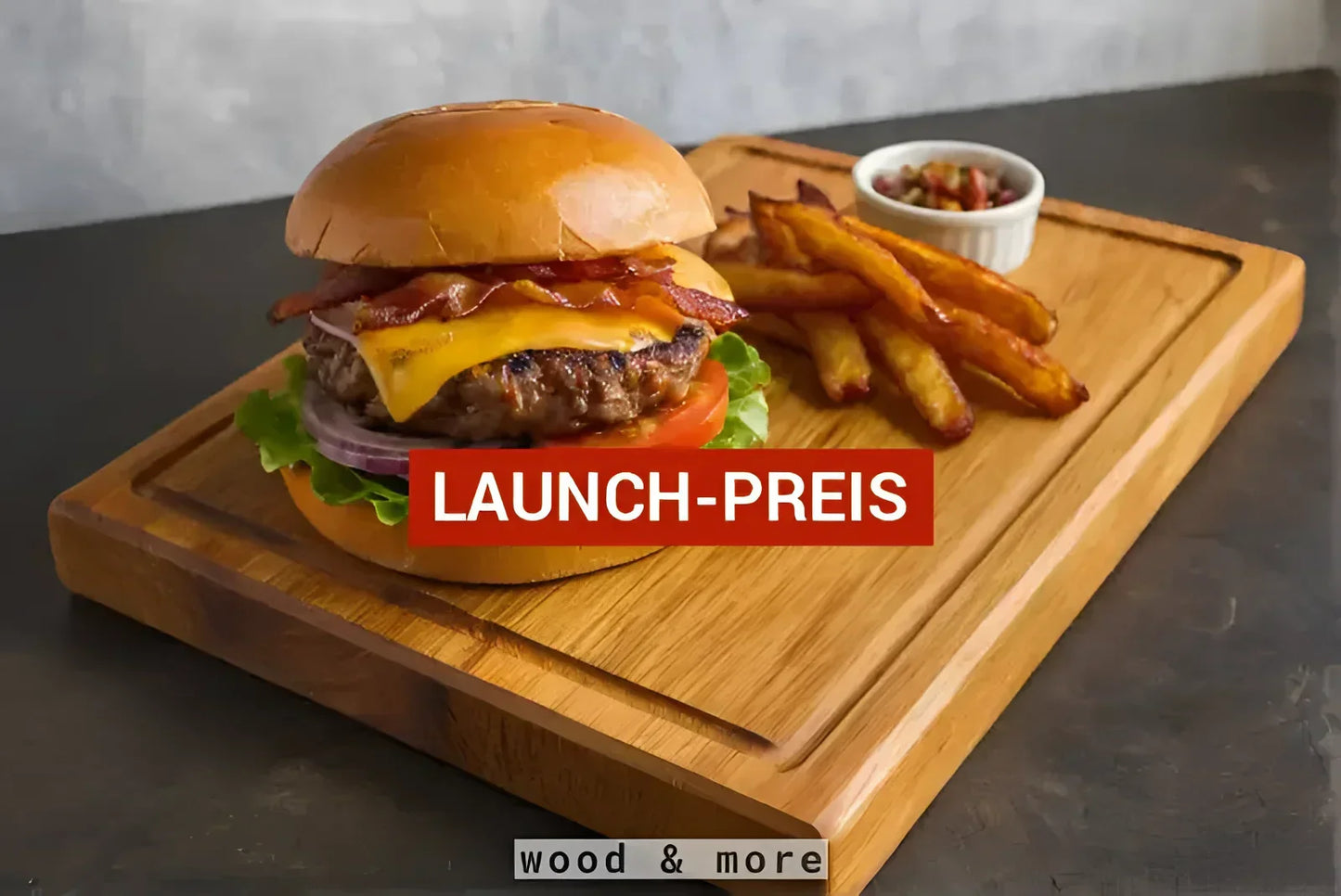 Planche à steak et burger en chêne – 35×25×4 cm