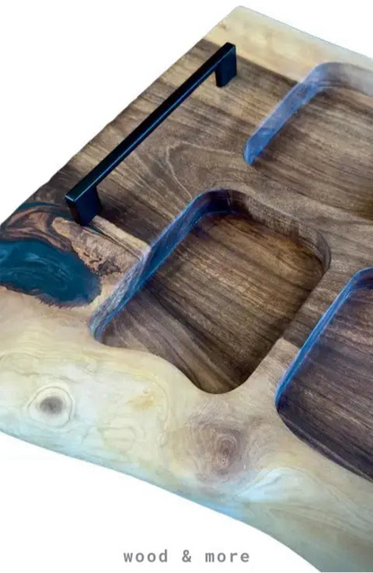 UNIQUE: Carnivore's Canvas – Elegant XXL wooden serving board made of walnut for premium presentations | 100 x 27-47 x 4 cm