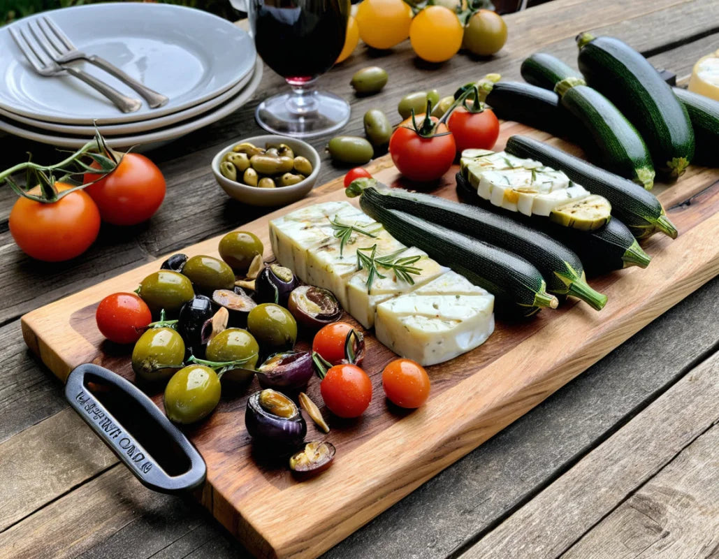 UNIQUE: Cut 'n' Smoke – BBQ wooden cutting board XXL made of elm for grills, kitchens & restaurants | 60 x 30-38 x 2.2 cm