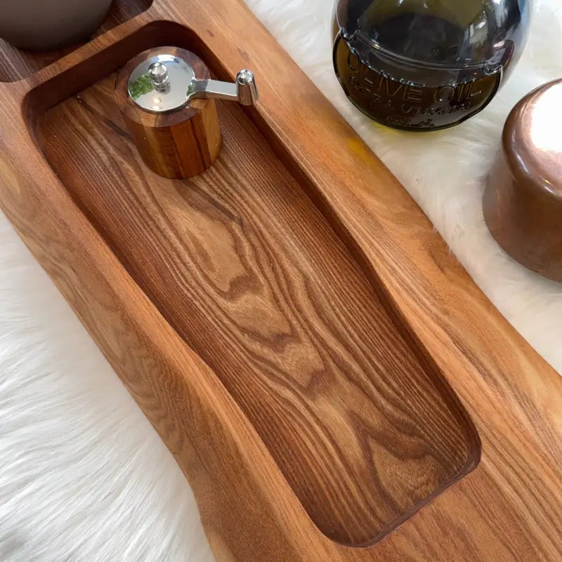 Holzbrett Fingerfood mit ausfräsungen, UNIKAT Snackboard Ulmenholz für Snacks