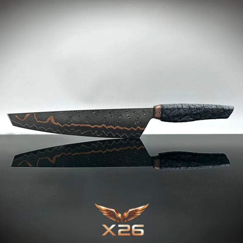 Cu-mai Raptor Evolution Limited mit FlameWOOD® Griff und schwarz-kupferner Damastklinge